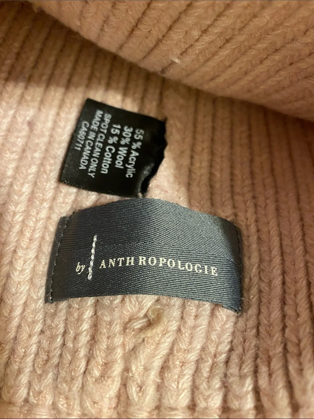By Anthropologie Women's Pink Knit Pom Beanie with Brown Pom
